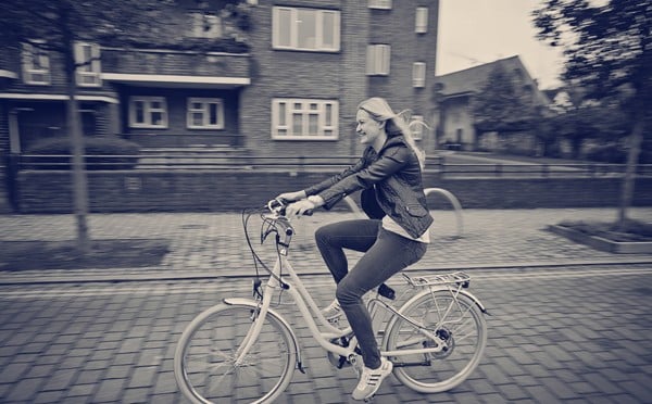 Woman riding an electric bike