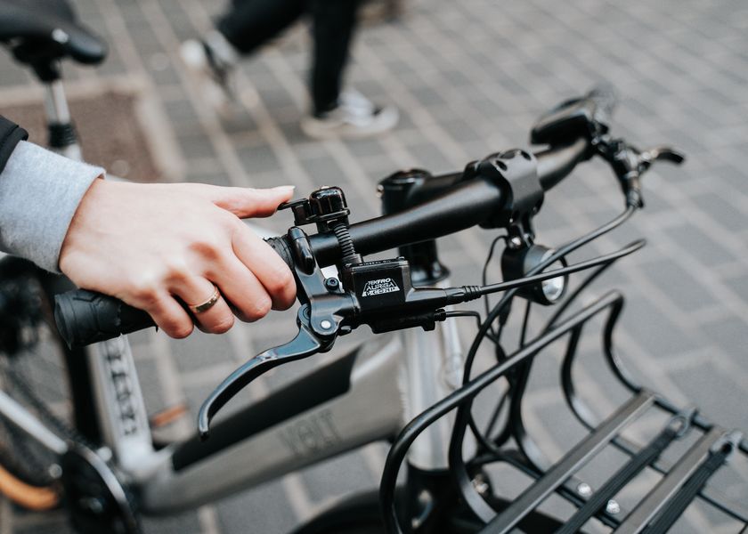 E-bike handlebar close-up