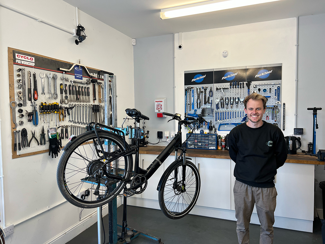 Camel Trail Owner showing a Volt Electric Bike