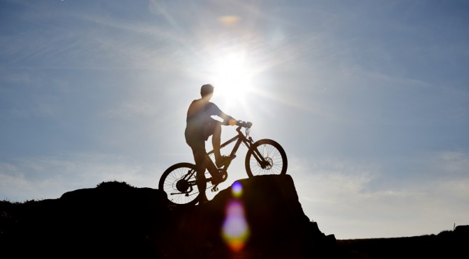 Electric bike silhouetted